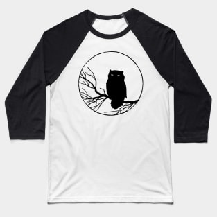 Scary Vintage Owl on Tree Baseball T-Shirt